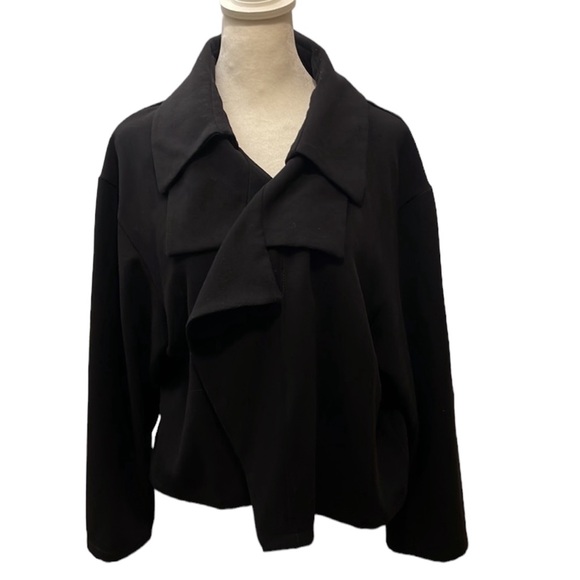 Planet Black double collar cropped jacket in black. One Size. Gently worn. - Picture 1 of 6